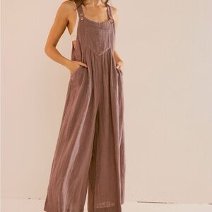 Free people Sun drenched overalls in cream XS NWT